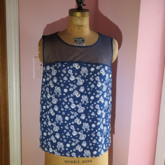 Jason Wu for Target Blue Floral Blouse Lace Yoke - Picture 6 of 6